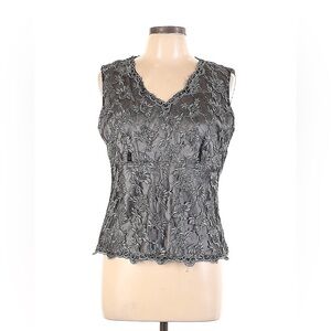 Vintage SONYA RATAY size 10 silver metallic floral lace  top in excellent cond.